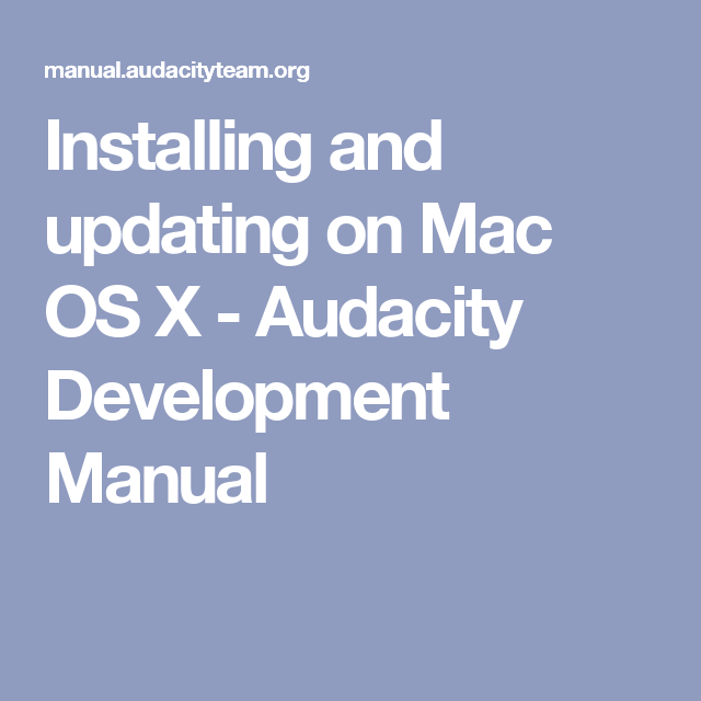 audacity for mac instructions